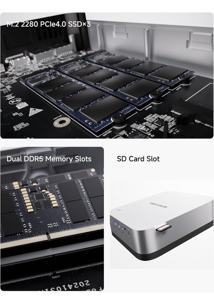X1 Pro Ryzen 9 Aı 9 HX370, 64GB Ddr5 Ram, 1 Tb M.2 Ssd, Oculink, Wifi 6+Bt 5.4 WIN11 Mini Pc