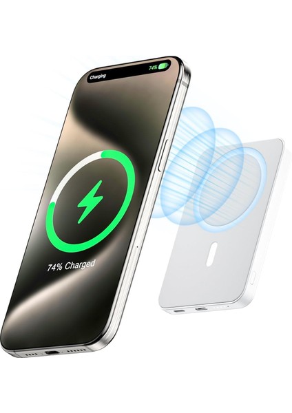 Kablosuz Power Bank, Manyetik Powerbank, Pd Usb-C Hızlı Şarj Batarya Paketi, Apple iPhone 15/14/13/12 Plus/mini/pro/pro Max ile Uyumlu