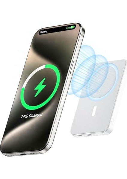 Kablosuz Power Bank, Manyetik Powerbank, Pd Usb-C Hızlı Şarj Batarya Paketi, Apple iPhone 15/14/13/12 Plus/mini/pro/pro Max ile Uyumlu