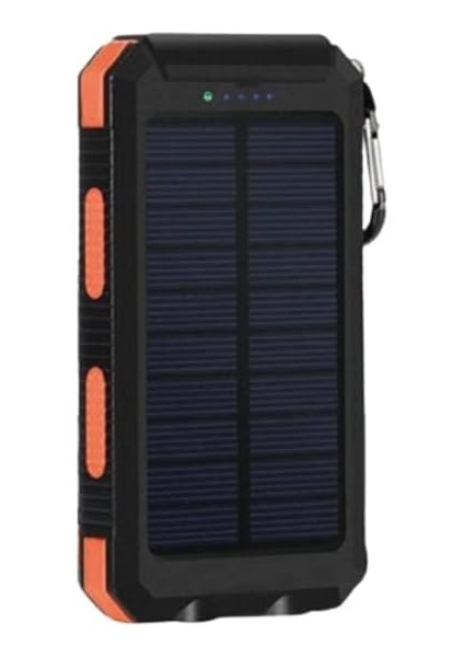 Agile Polikristal Solar Güneş Enerjili Powerbank Su Geçirmez Taşınabilir Göstergeli Fenerli Turuncu L50 (10000MAH)