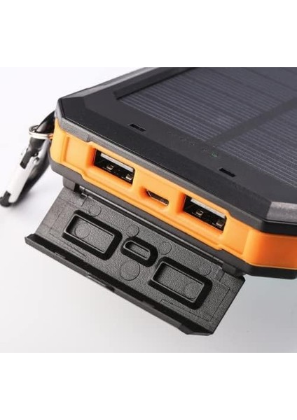 Agile Polikristal Solar Güneş Enerjili Powerbank Su Geçirmez Taşınabilir Göstergeli Fenerli Turuncu L50 (10000MAH)