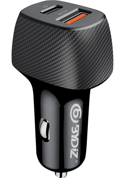 By-38 Hızlı Araç Şarj Adaptörü, 38W Pd+Usb Çift Çıkış, Pps Teknolojili, Siyah Şarj Aleti