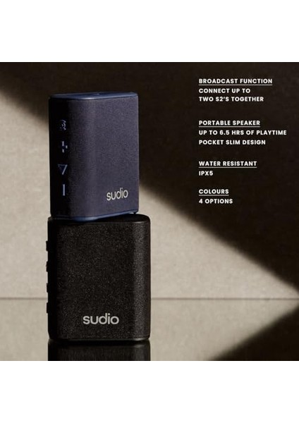 S2 Mavi, Bluetooth Hoparlör, Yüksek Sesli ve Derin Baslı, Uzun Çalma Süresi, Ipx5, Su Geçirmez, Bluetooth 5.3 Tws Eşleştirme, Taşınabilir Kablosuz Kompakt Hoparlör, Ev, Dış Mekan Için
