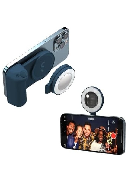Snaplight - Dört Parlaklık Ayarına Sahip LED Selfie Halka Işığı ve Dahili Pil - Manyetik Montaj Herhangi Bir Telefona Takılır - Saygısız Tasarım | Abyss Blue