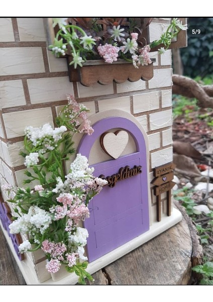Psacraft Poşetlik / Çeyizlik Lila Kapılı Taş Desenli Poşetlik 50X15X13