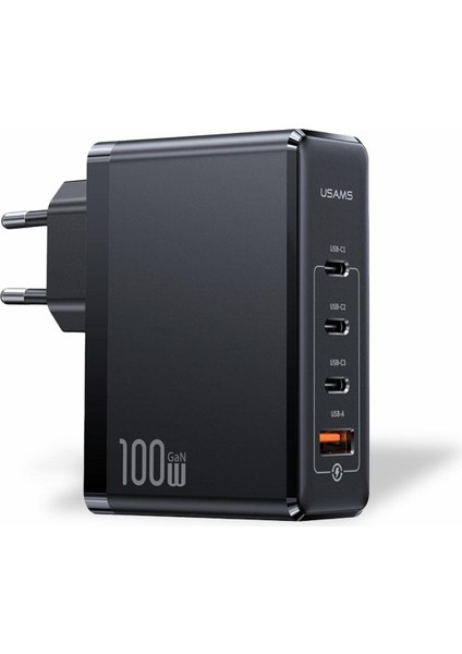 US-CC163 T50 100W Qc+Pd 4 Port (3type-C+1usb) Gan Hızlı Şarj Başlığı-Siyah