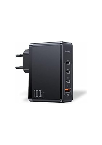 US-CC163 T50 100W Qc+Pd 4 Port (3type-C+1usb) Gan Hızlı Şarj Başlığı-Siyah