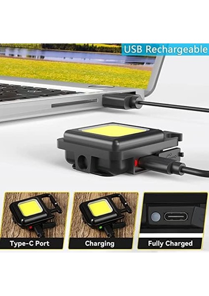 Mini Led Cob El Feneri, 30 Led Şarj Edilebilir Anahtarlık, El Feneri, Çok Fonksiyonlu Taşınabilir Cep Lambası, Manyetik Taban Kancalı, Kamp, Onarım, Acil Durum Ve Garaj Için Küçük Işık Feneri