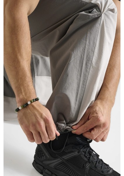 Tech Woven Oversized Pants Flat Pewter Paraşüt Kumaş Erkek Oversize Bol Kesim Eşofman Altı Gri