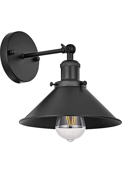 Retro Rustik Mafsallı Hareketli Başlık Siyah Tekli Metal Aplik Şapka ÇAPI:23 cm