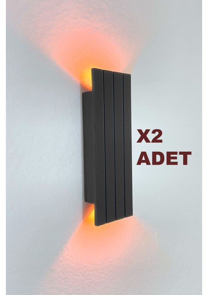 2 Adet Pilli Modern Dekoratif Duvar Aydınlatması Aplik Gece Lambası Siyah (Amber Işık)