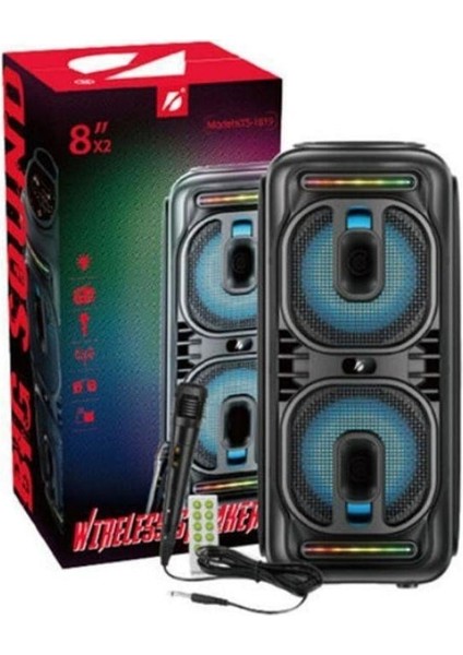 KTS-1819 Siyah Bluetooth Hoparlör | Rgb Led, Dahili Mikrofon, Kumandalı Speaker
