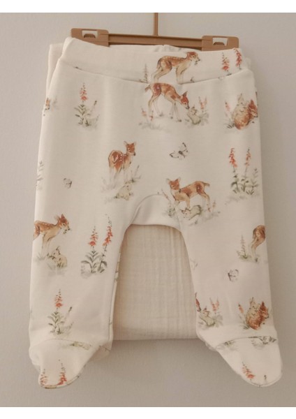 Çiçek ve Geyik Baskılı Kruvaze Body Bej 3 Lü Takım 62 cm ( Müslin Battaniyeli ) 4947 fiyatları