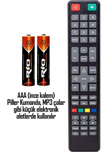 Rio 24LÜ (12 Aa + 12 Aaa) Ince ve Kalın Kalem Pil Seti Saat R03 ve R6P Pili Çinko Karbon Pil Zn-C 1.5V