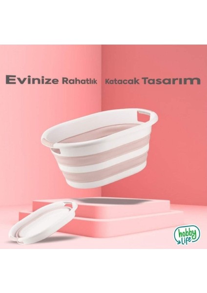 Katlanabilir 38 lt Pembe Çamaşır Sepeti, Pratik ve Şık Tasarım fiyatları