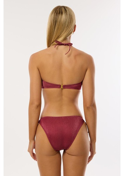 4526 Bordo Simli Straplez Bikini Takımı fırsatları