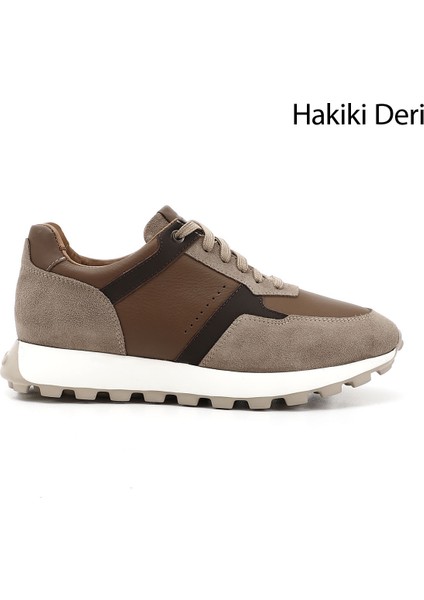 Erkek Kum Bağcıklı Hakiki Deri Sneaker