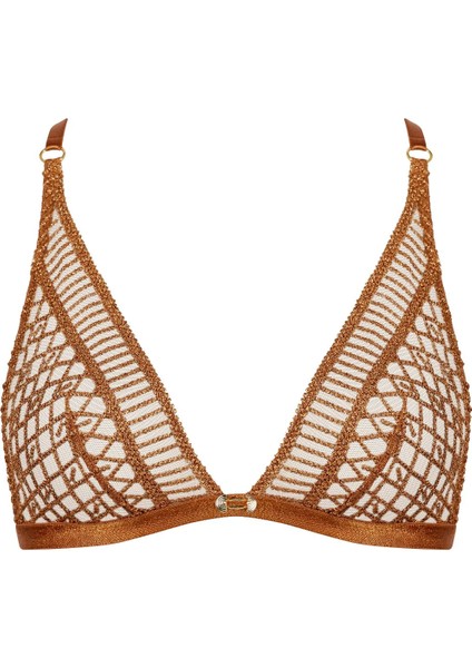Stardust Dream Üçgen Bralette Fransız Dantel Işlemeli, Desteksiz, Dekolteli ve Şık Tasarım