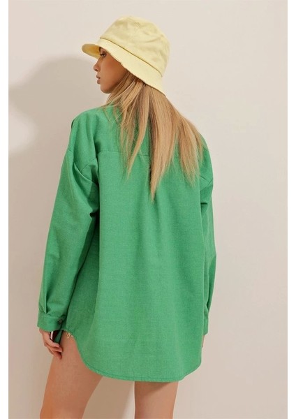 Kadın Keten Kumaş Oversize Gömlek modelleri