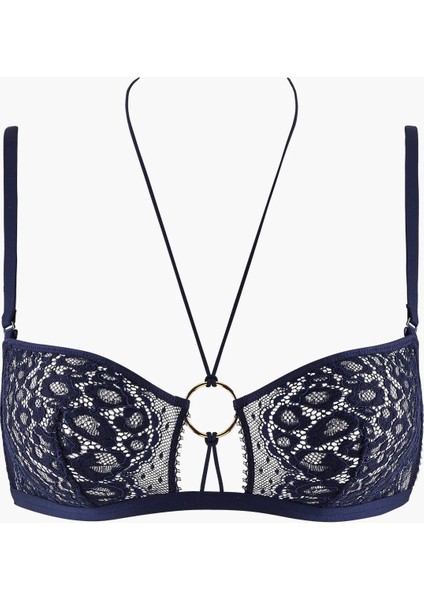 Illusion Fauve Bügelsiz Bralette Hayvan Deseni Fransız Dantel, Altın Detaylı ve Şık Tasarım