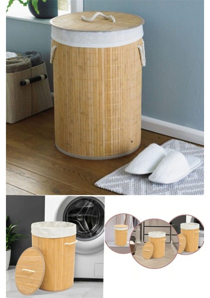 Renkli Oval Bambu Banyo Çamaşır Sepeti, Şık ve Dekoratif 9 L