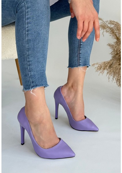 Hydim Hillar Lila Cilt Stiletto Ayakkabı