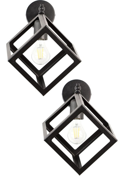 Küp Aplik 2 Adet Siyah