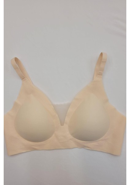 Kadın 2010 Balensiz Lazer Dikişsiz Çıkarılabilir Pedli Sütyen Ekru