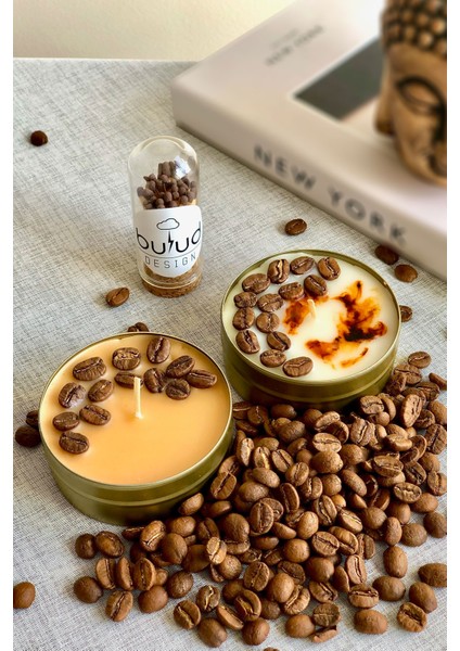 2' Li Kahve Çekirdekli ve Hindistan Cevizi Aromalı Doğal Aromaterapi Soya Mumu