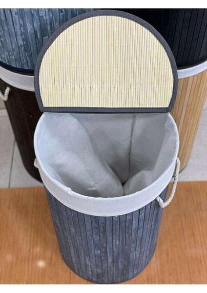 Katlanır Oval Bambu Çamaşır Kirli Sepeti FMA331916