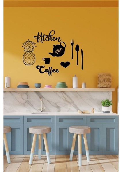 Ahşap Siyah Kitchen Konsepti Duvar Dekoru - Mutfak Dekorasyonu 50 x 50 Lazer Kesim Tablo fiyatları
