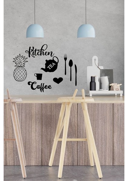 Ahşap Siyah Kitchen Konsepti Duvar Dekoru - Mutfak Dekorasyonu 50 x 50 Lazer Kesim Tablo modelleri