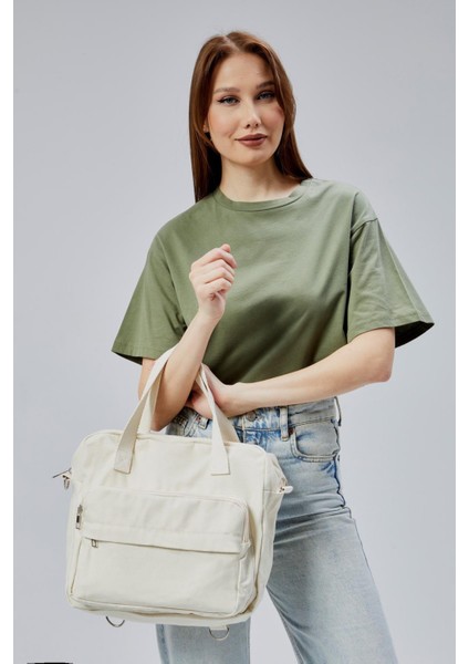 Nora Bag Ekru 300gr Kanvas 33x30x10cm Çok Fonksiyonlu Kullanım
