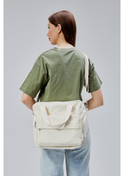 Nora Bag Ekru 300gr Kanvas 33x30x10cm Çok Fonksiyonlu Kullanım modelleri