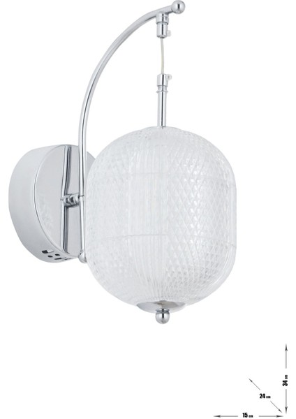Torino Power Ledli Modern Lüks Duvar Aplik (3 Renk Sarı-Beyaz-Gün Işığı) - Krom
