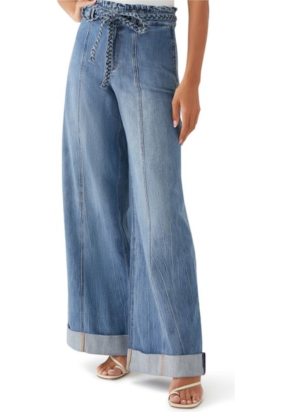 Yüksek Bel Geniş Paça Kot Pantolon