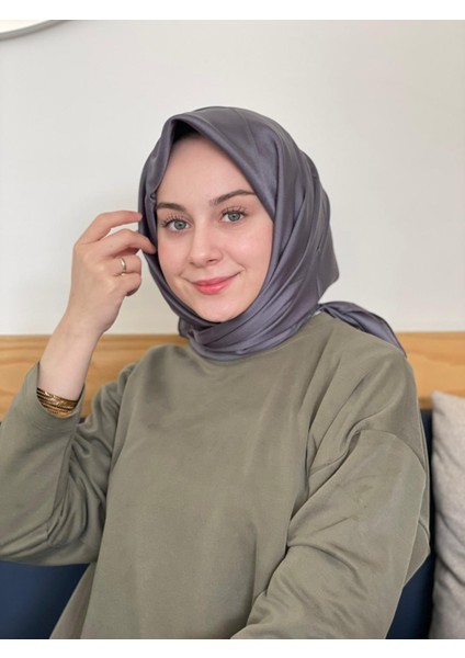 Koyu Gri Siyane Scarf Kristal Eşarp