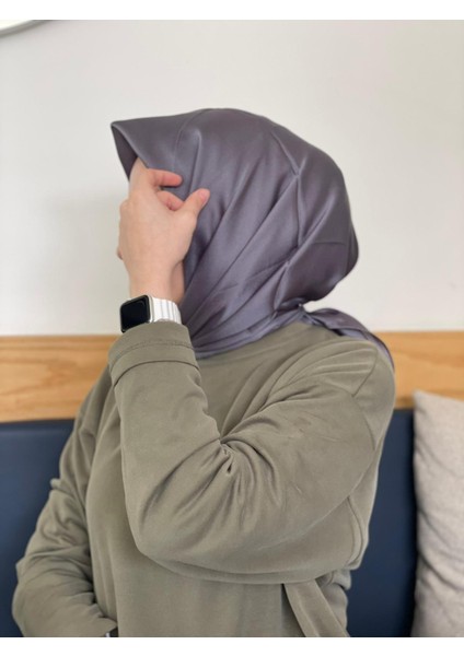 Koyu Gri Siyane Scarf Kristal Eşarp