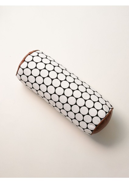 Siyah Noktalı Desenli Silindir Sosis Rulo Yastık