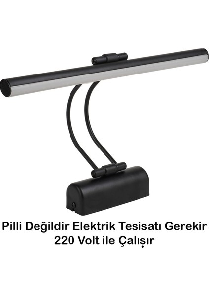 Flüt LED Aplik Elektrikli 6500K Beyaz Işık Banyo Tablo Çalışma Masası Duvar Aydınlatma Siyah
