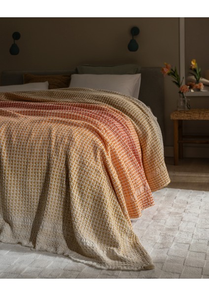 Lunevere Çift Kişilik %100 Pamuk Yatak Örtüsü - Turuncu fiyatları