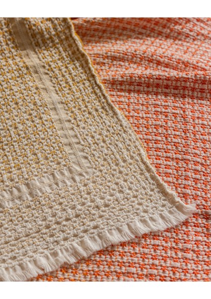 Lunevere Çift Kişilik %100 Pamuk Yatak Örtüsü - Turuncu fırsatları