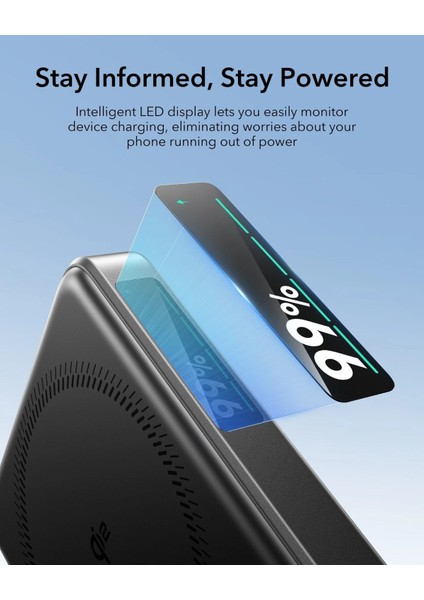 10000 Mah Taşınabilir Şarj Cihazı Halolock Qi2 Kickstand Magsafe Dijital Göstergeli Standlı Powerbank - Beyaz fiyatları