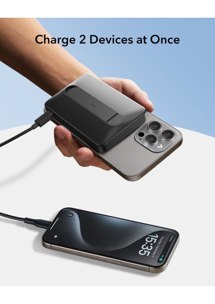 10000 Mah Taşınabilir Şarj Cihazı Halolock Qi2 Kickstand Magsafe Dijital Göstergeli Standlı Powerbank - Beyaz modelleri