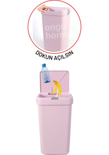 Pembe Dokunmatik Tekli Çamaşır Sepeti, Şık ve Kullanışlı, Plastik, 20-49 L fiyatları