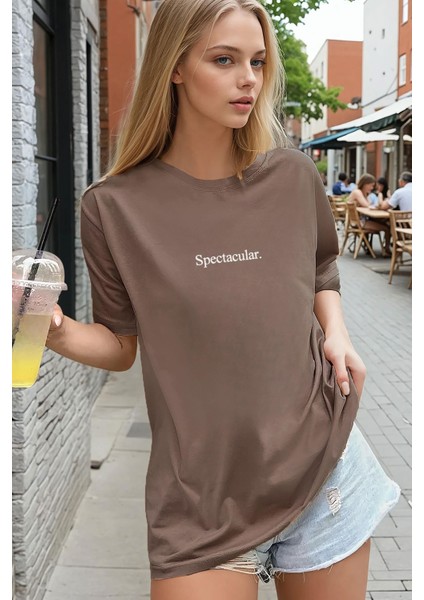 Teenage Millionaire Kadın Kahverengi Spectacular Oversize Salas T-Shirt