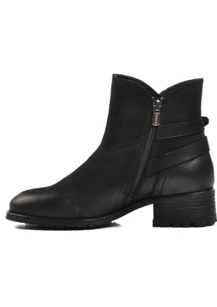 Siyah Nubuk Deri Kadın Biker Bot fiyatları