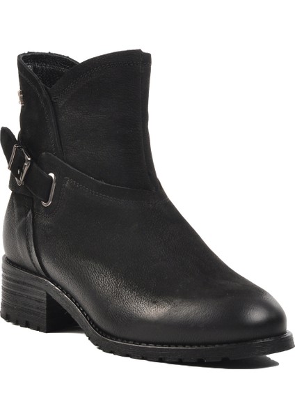 Siyah Nubuk Deri Kadın Biker Bot modelleri