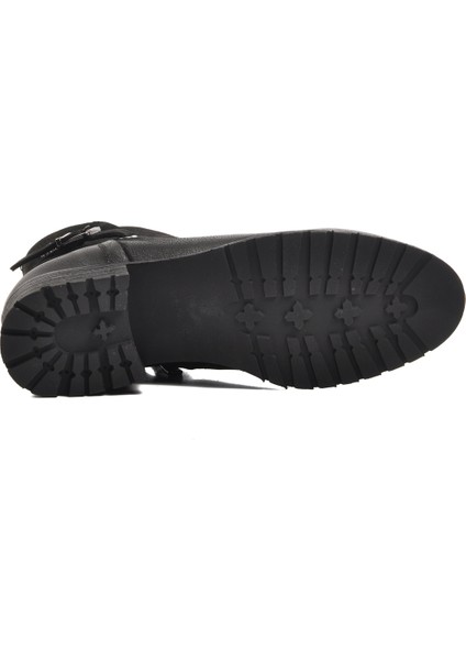 Siyah Nubuk Deri Kadın Biker Bot indirimleri