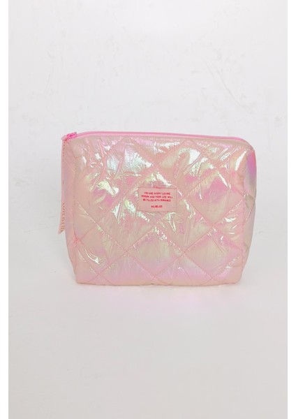 Kapitone Pembe Makyaj Çantası